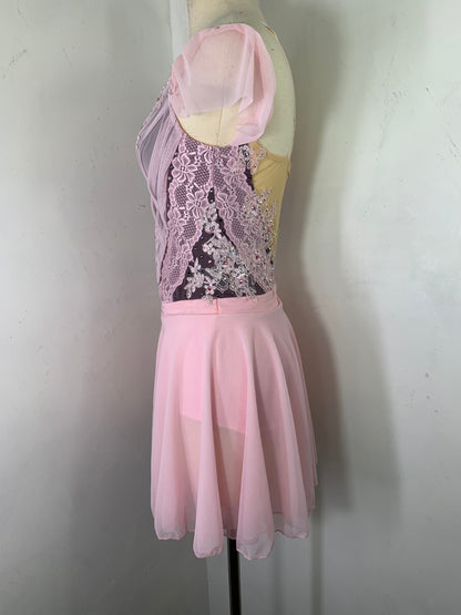 GISELLE  Pink draped Figure Skating Dress
