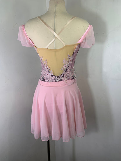 GISELLE  Pink draped Figure Skating Dress