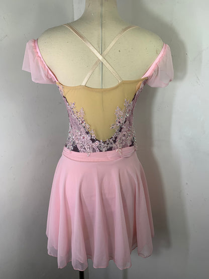 GISELLE  Pink draped Figure Skating Dress
