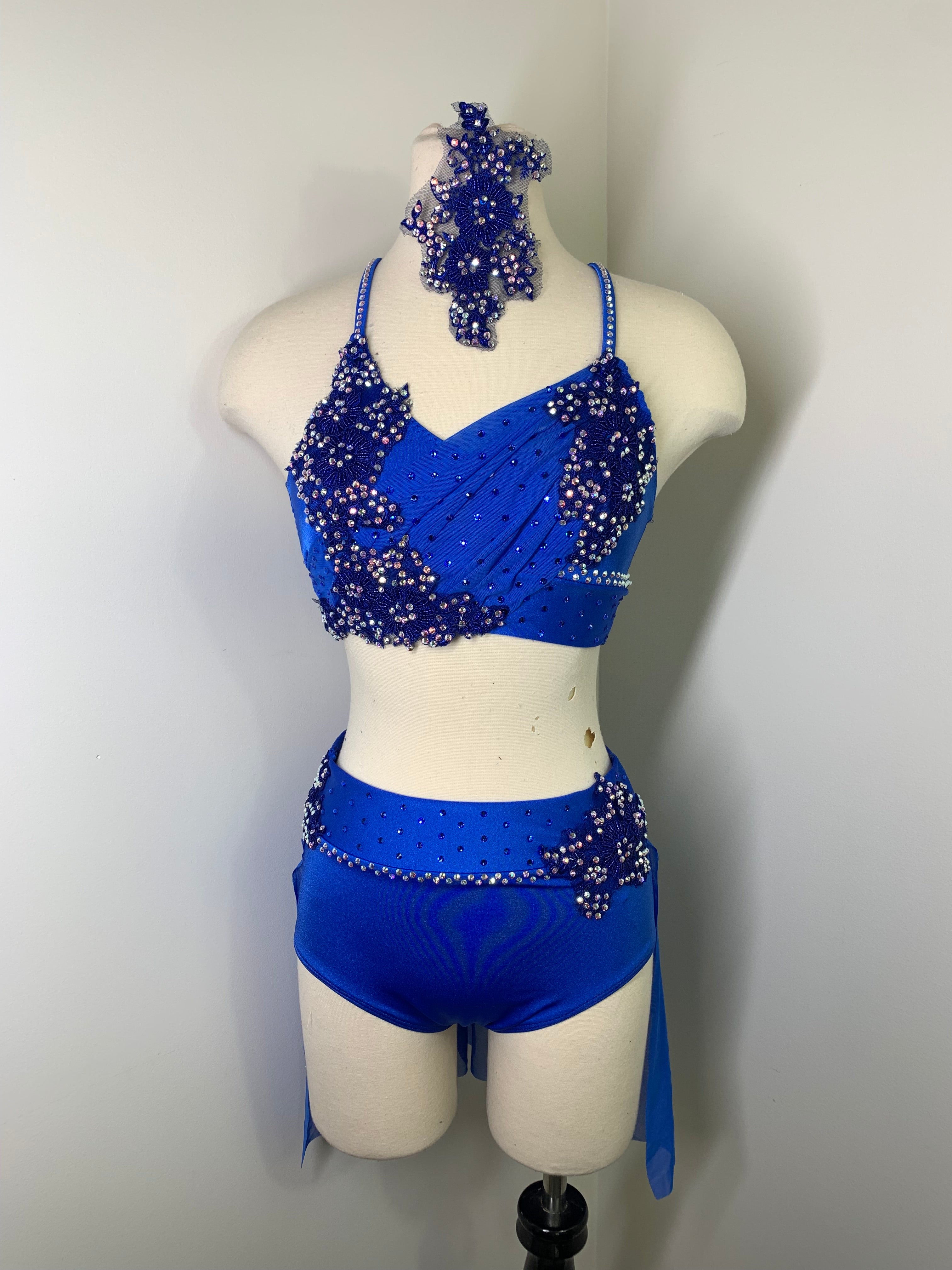 VICTORIA ROYAL BLUE  Contemporary appliqued dance costume