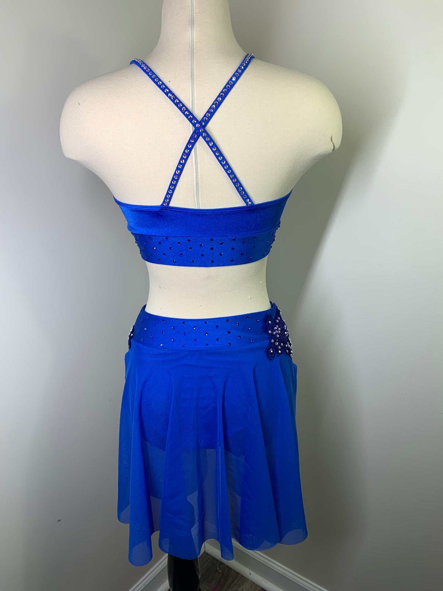 ROYAL BLUE  beaded applique dance costume