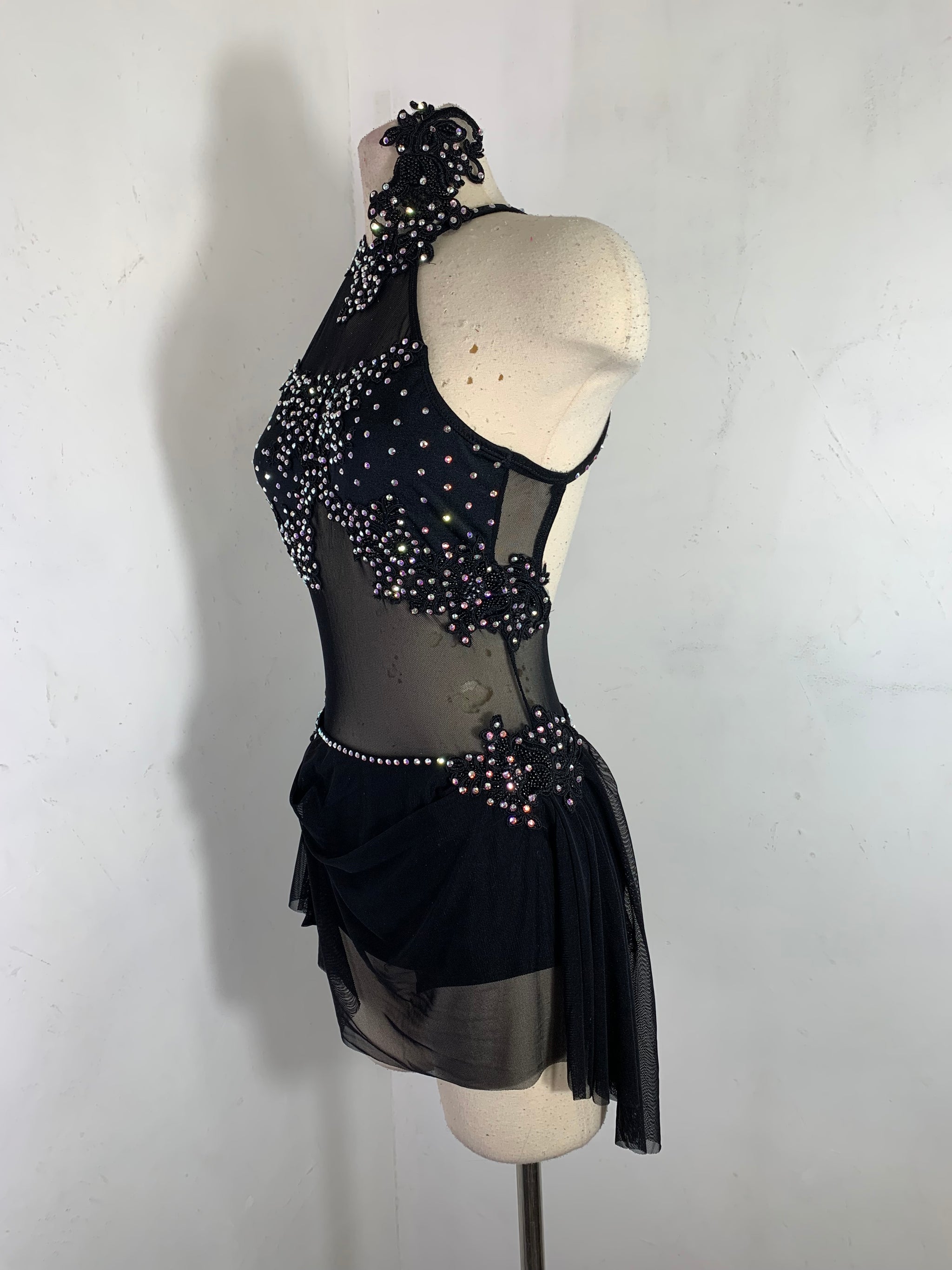 black dress dance costume inhzoy Womens Glitter Backless Contemporary Costumes S Imported Fabric Agnessa Lyrical Dance Costume