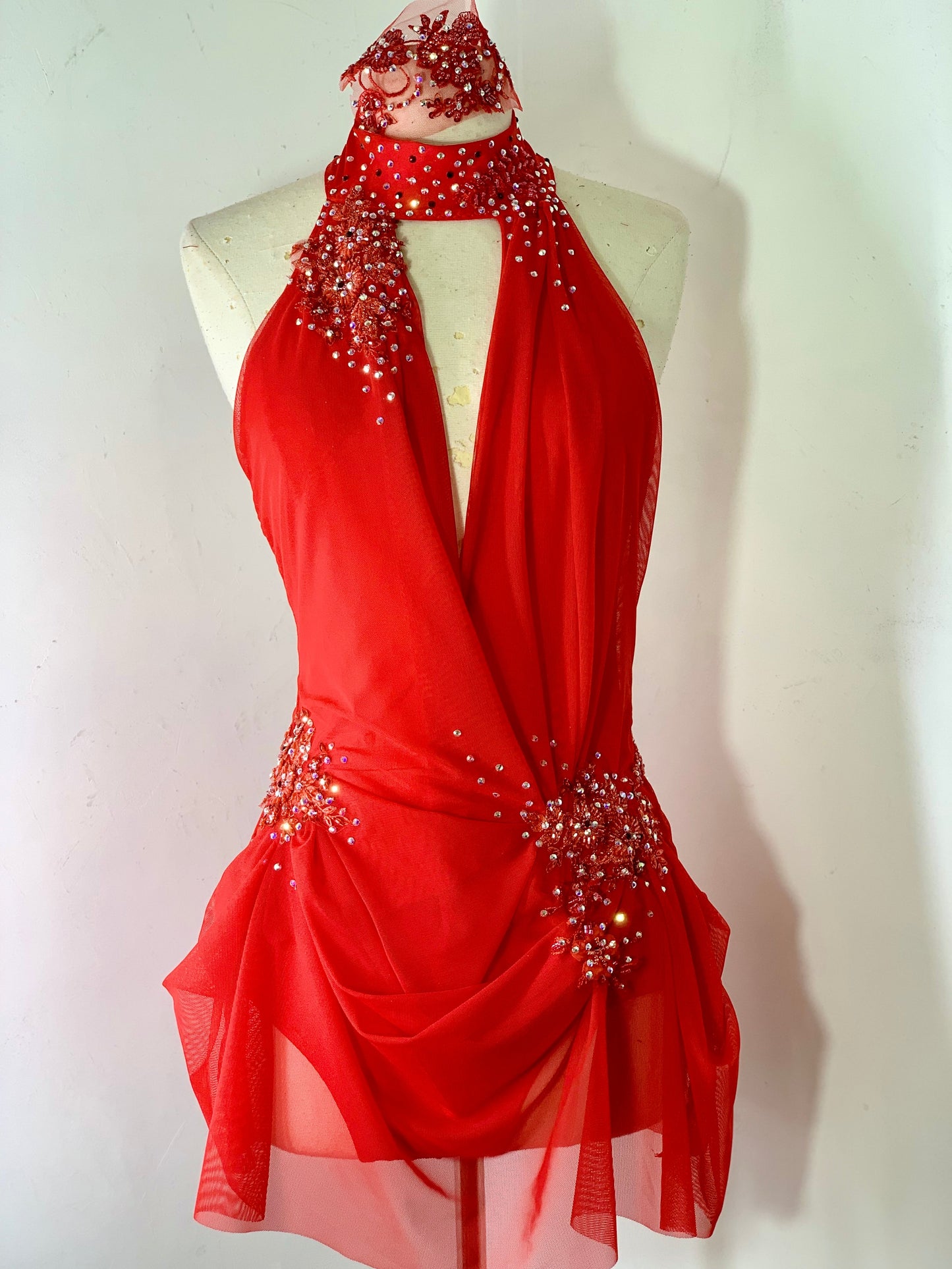 Mallard Draped red dance dress