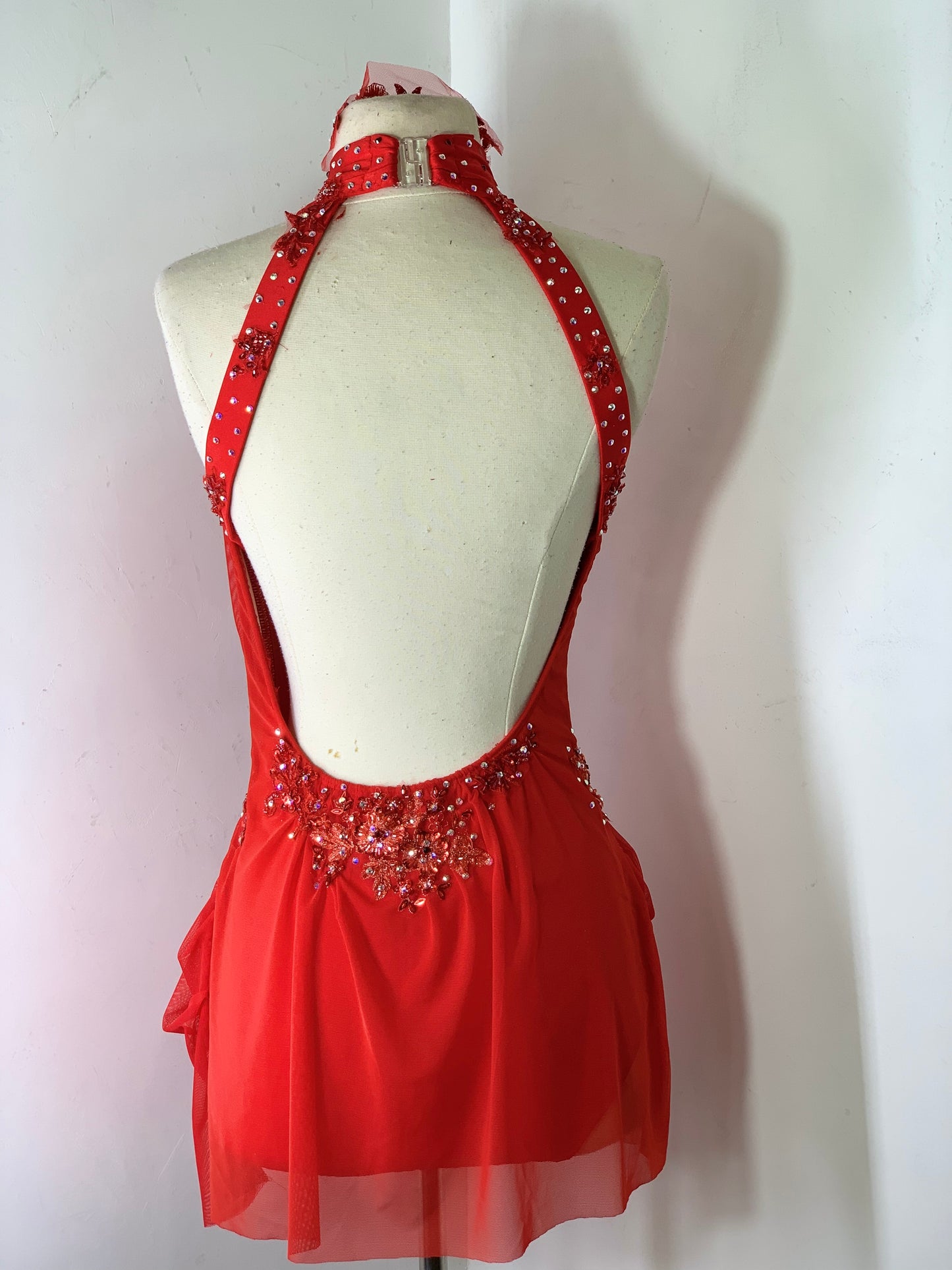 Draped red dance dress