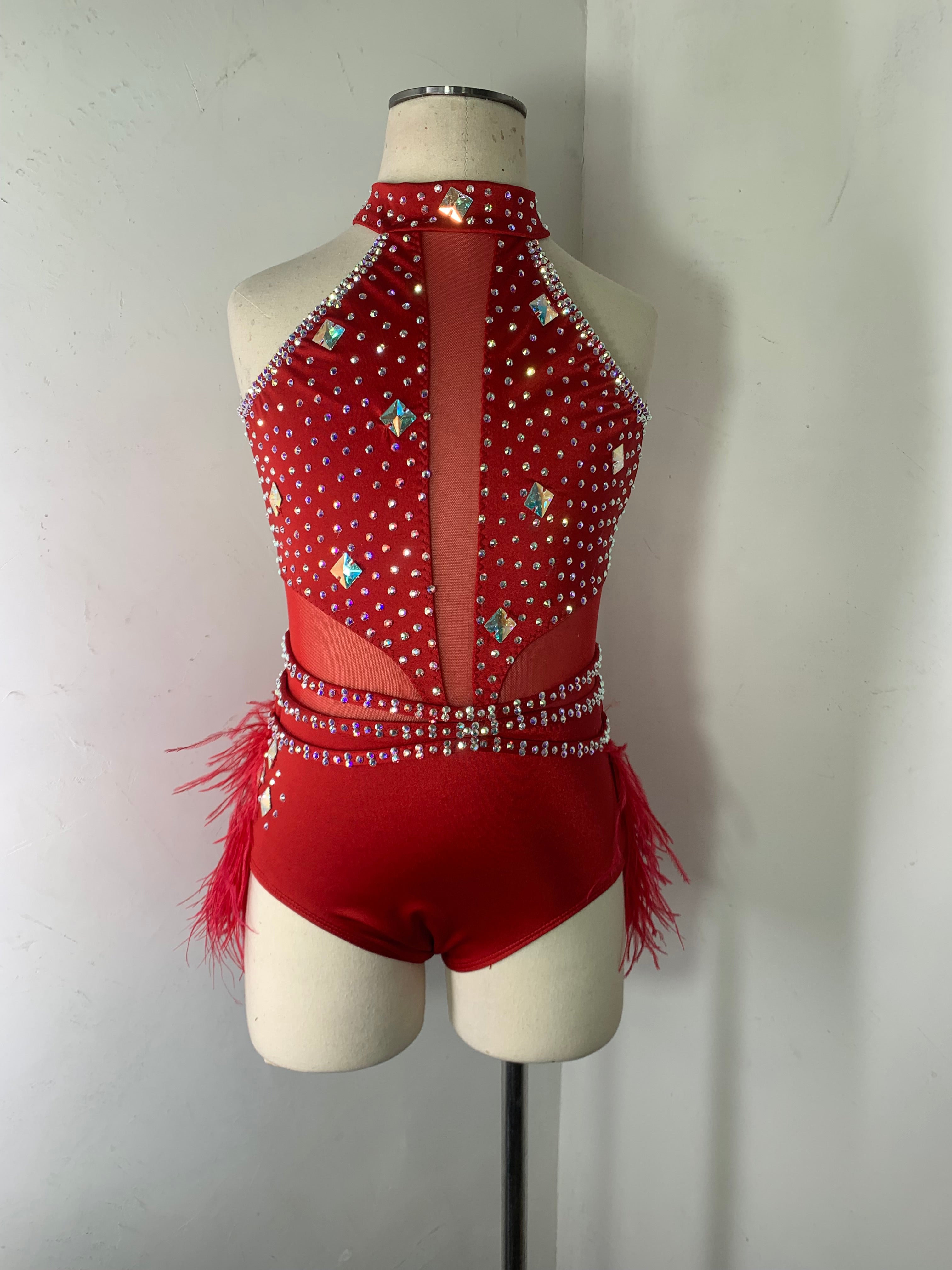 KENDALL RED JAZZ COSTUME WITH OSTRITCH