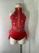 KENDALL RED JAZZ COSTUME WITH OSTRITCH