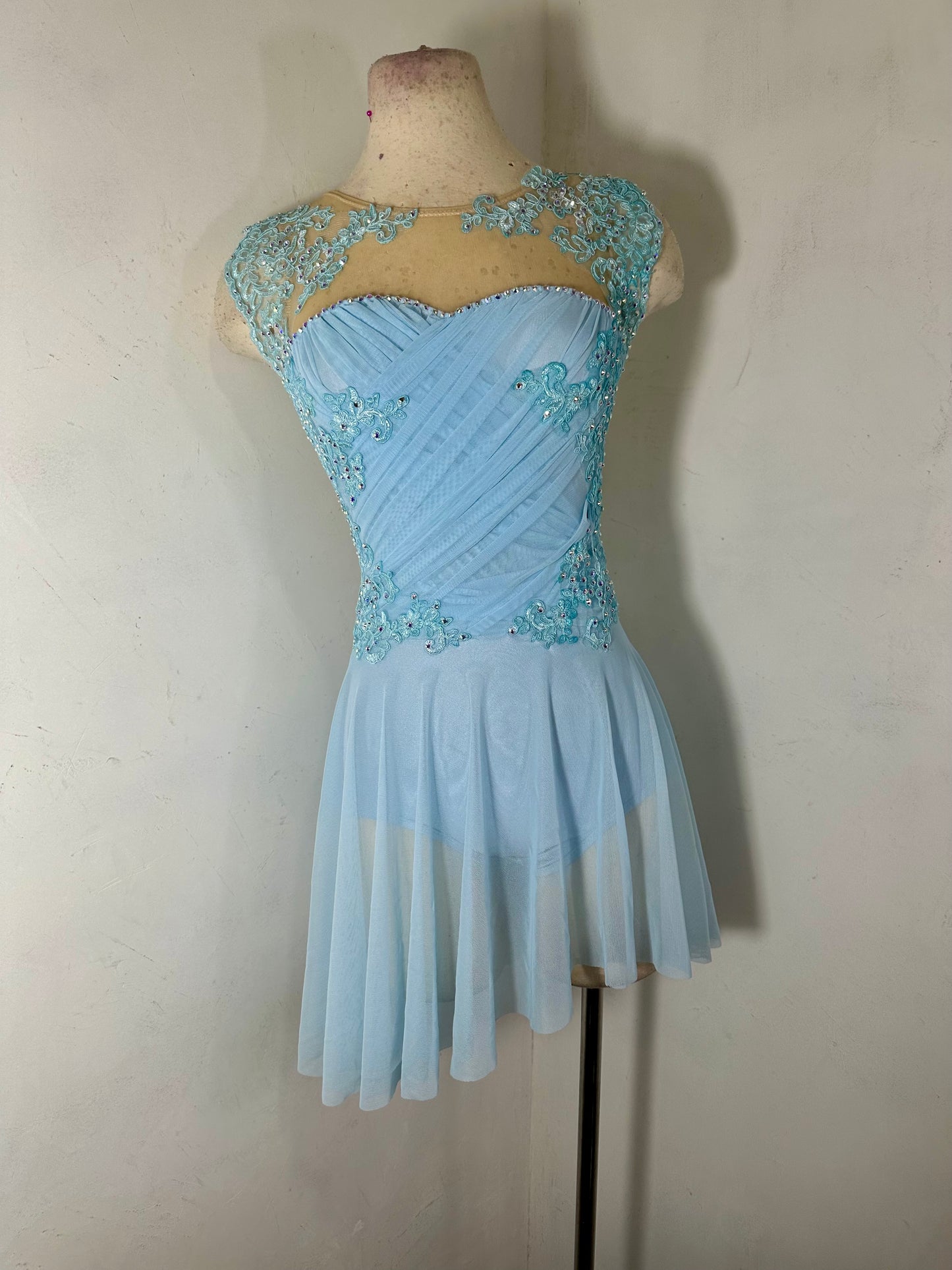DAPHNE Blue draped Figure Skating Dress