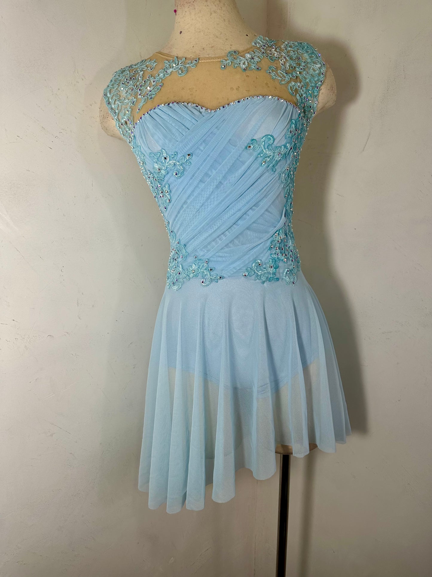 DAPHNE Blue draped Figure Skating Dress