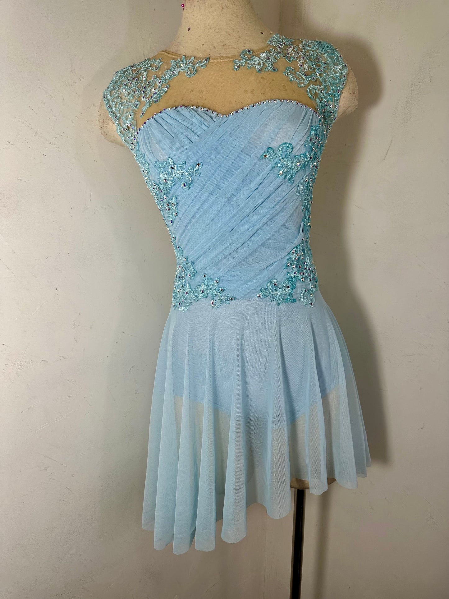 DAPHNE Blue draped Figure Skating Dress