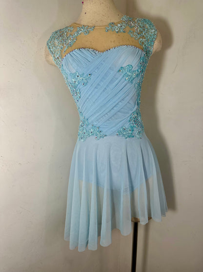 DAPHNE Blue draped Figure Skating Dress
