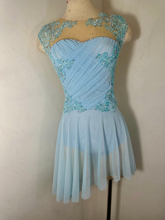 DAPHNE Blue draped Figure Skating Dress