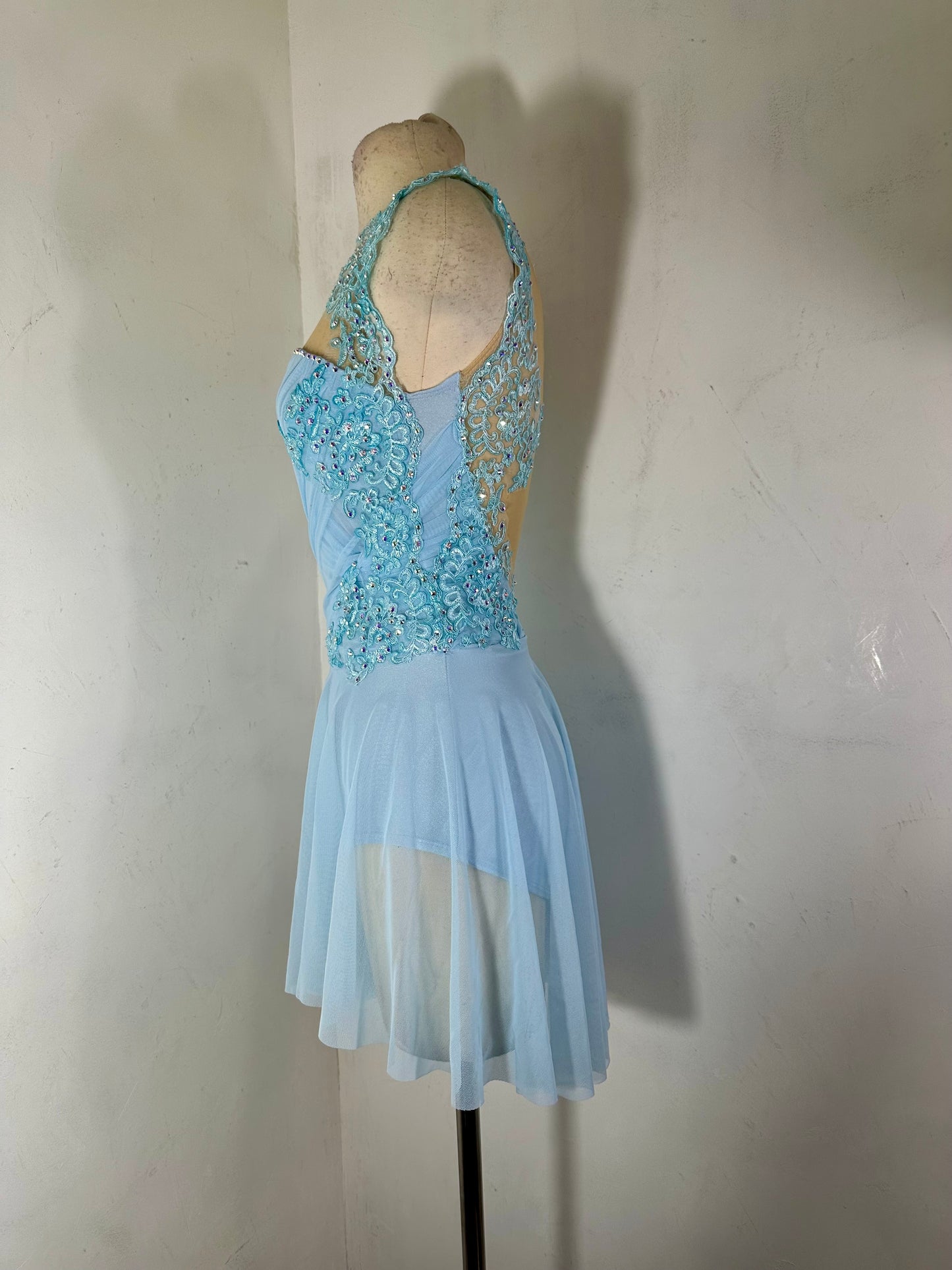 DAPHNE Blue draped Figure Skating Dress