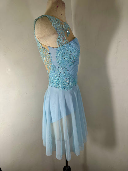 DAPHNE Blue draped Figure Skating Dress