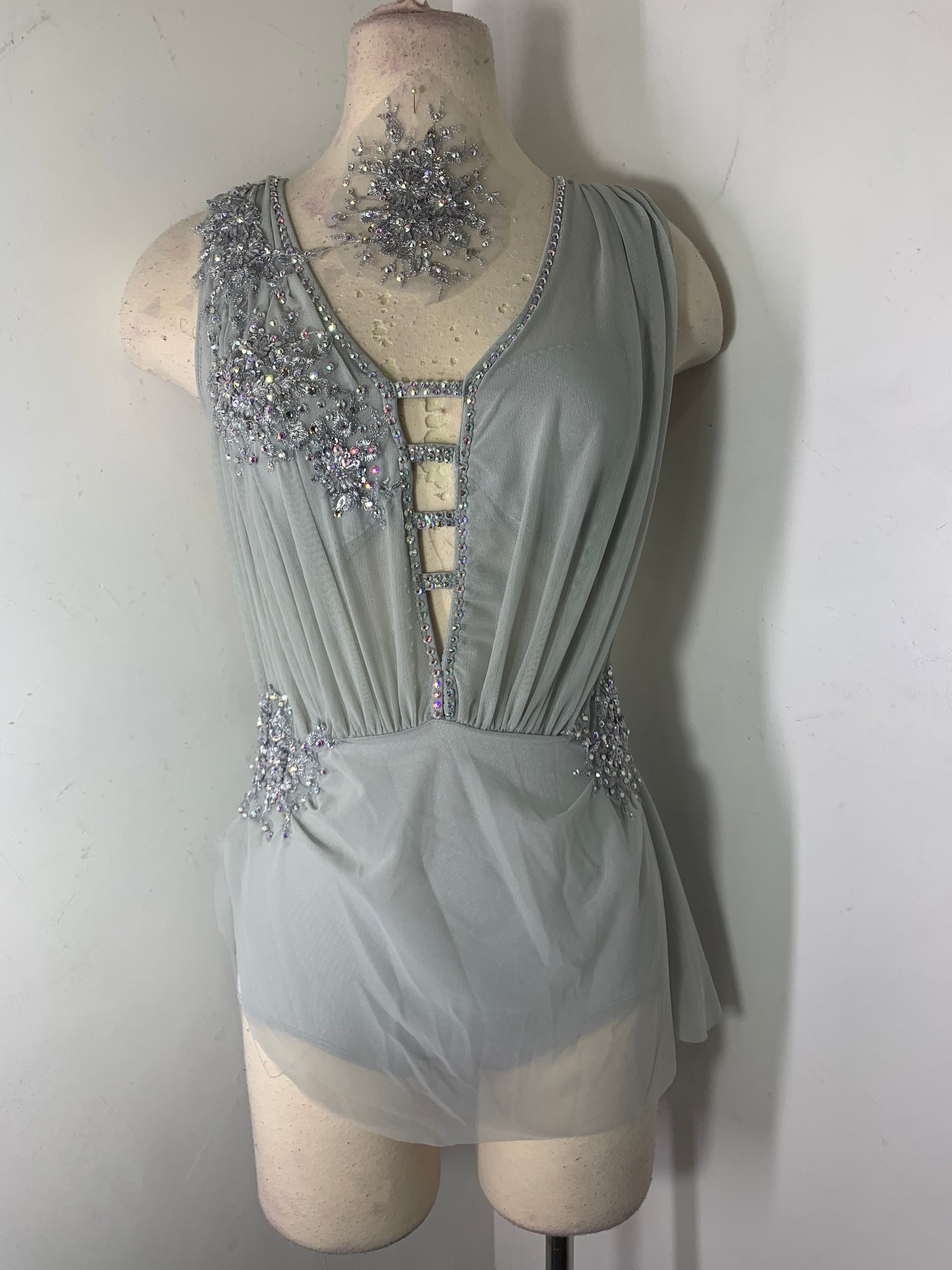 SAGE grey draped lyrical dance costume SAGE grey draped lyrical dance costume