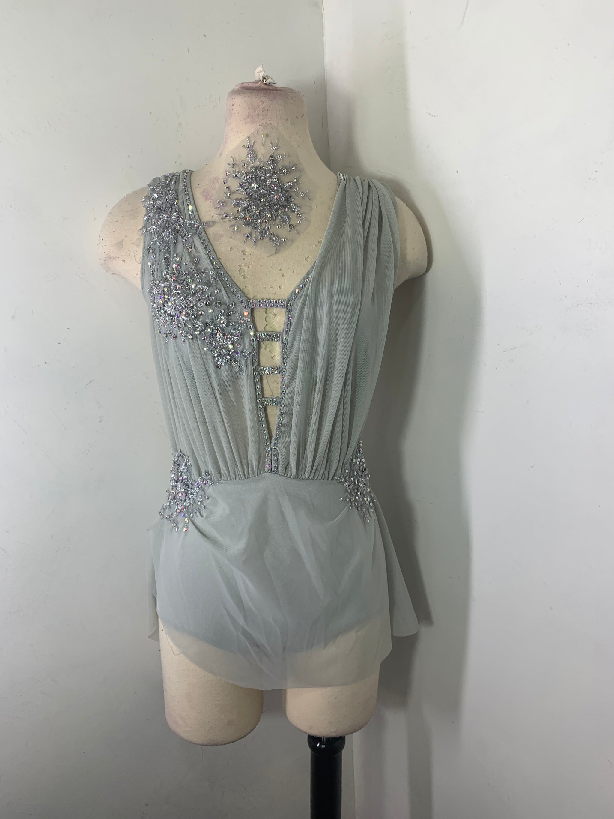 SAGE grey draped lyrical dance costume