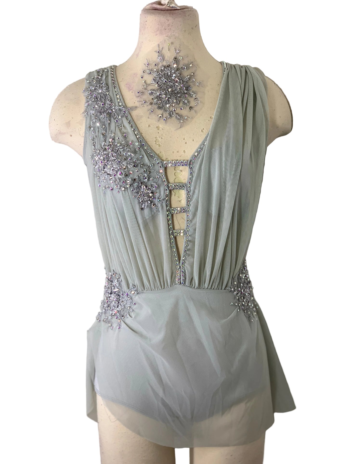 grey dance dress Lyrical/Contemporary Steel Grey One Piece Dance Costume-AXS