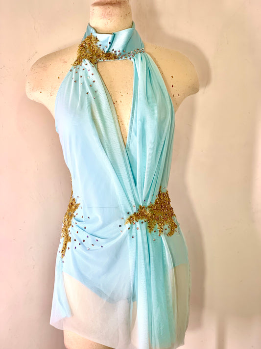 Draped READY TO SHIP aqua dance dress