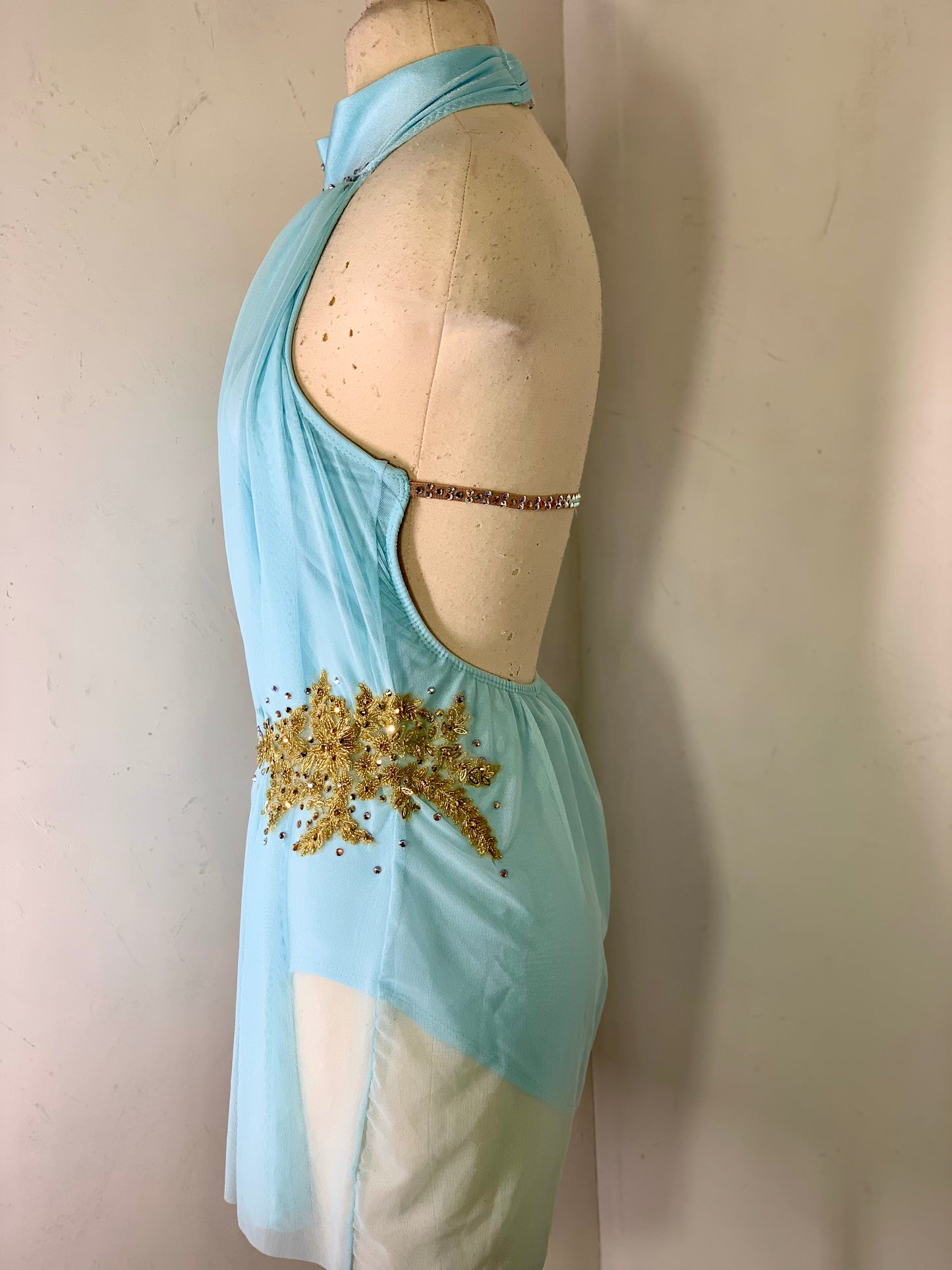 Draped READY TO SHIP aqua dance dress