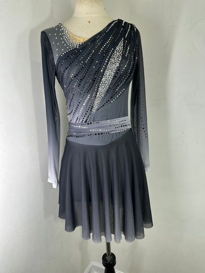 OPHELIA black ombre draped Figure Skating Dress