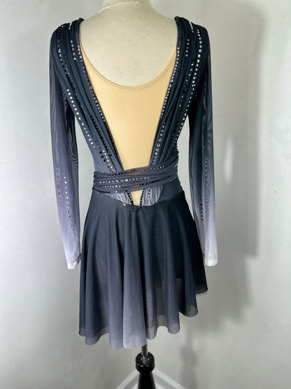 OPHELIA black ombre draped Figure Skating Dress