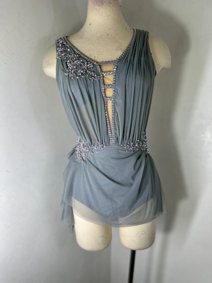 SAMANTHA -  grey draped Figure Skating Dress