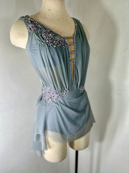 SAMANTHA -  grey draped Figure Skating Dress