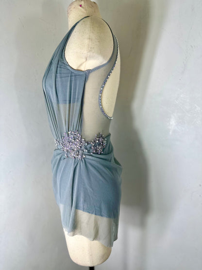 SAMANTHA -  grey draped Figure Skating Dress