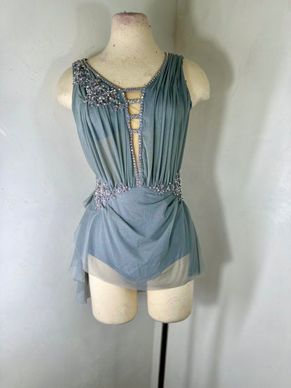 SAMANTHA -  grey draped Figure Skating Dress