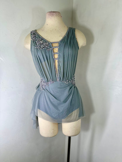 SAMANTHA -  grey draped Figure Skating Dress