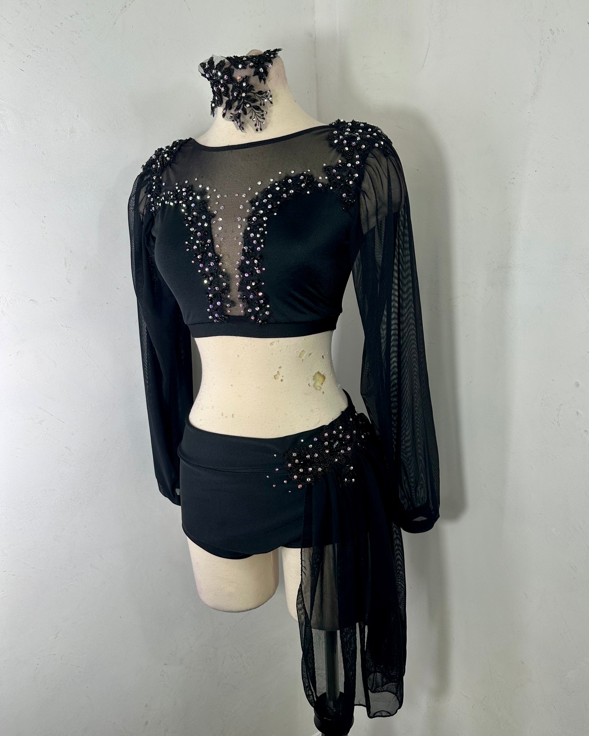 Black Contemporary Dance Costume Co9dancecostumes