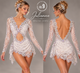 JULIANNA  deluxe level dance costume with crystal ab stones , hand sewn crystals ,scalloped lace and appliques