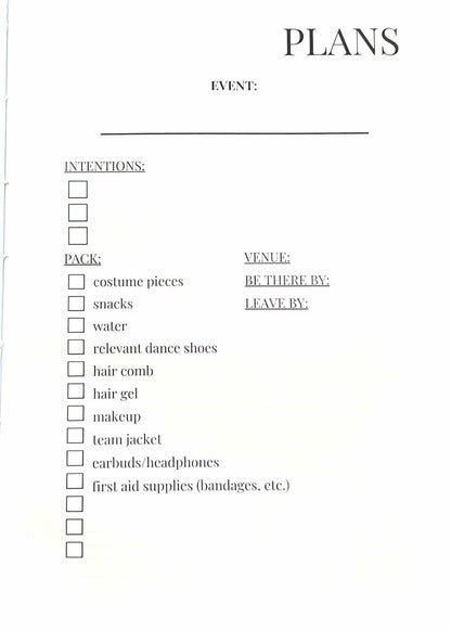 Dance Season Planner 2025-2026 A5 Midnight Motion Monthly Weekly Organizer