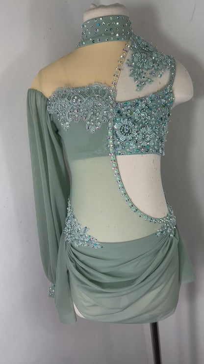 LONDON Asymmetrical Sage green dance costume