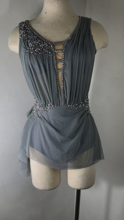 SAMANTHA -  grey draped Figure Skating Dress