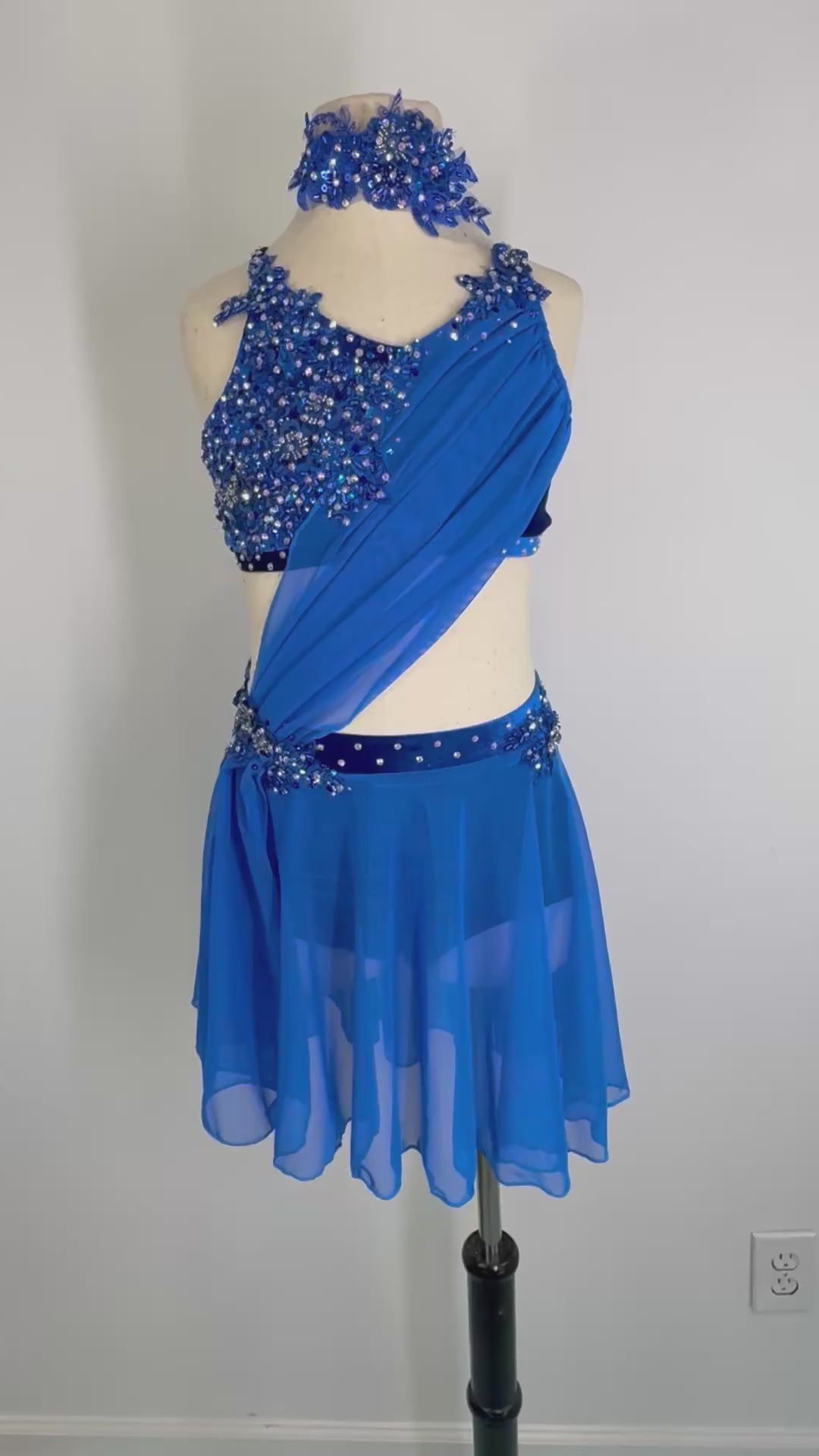 LUNA royal blue velvet lyrical dance costume