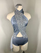 ALLEGRA Grey appliqued halter dance costume