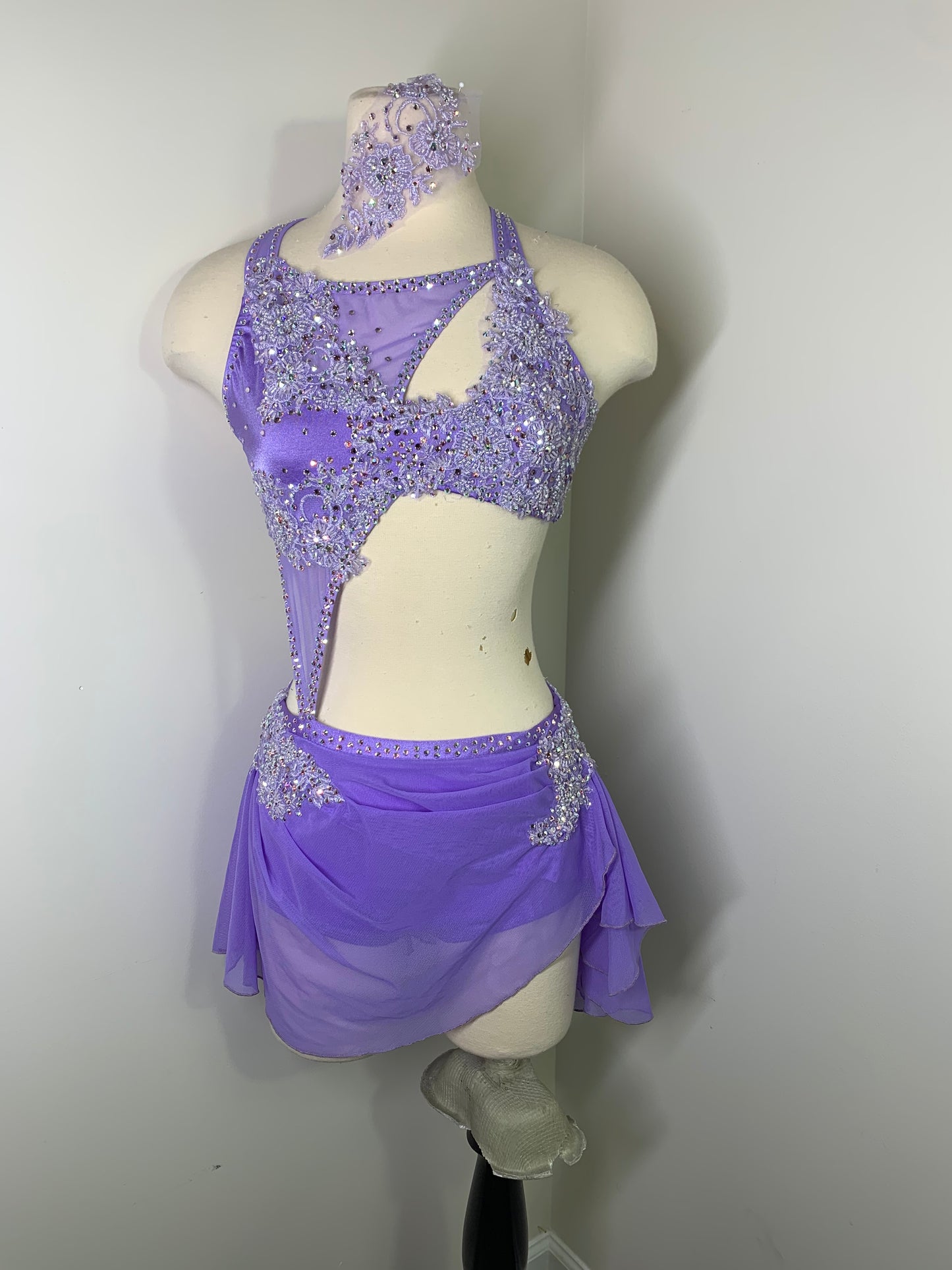 BIRDIE Lilac beaded applique dance costume