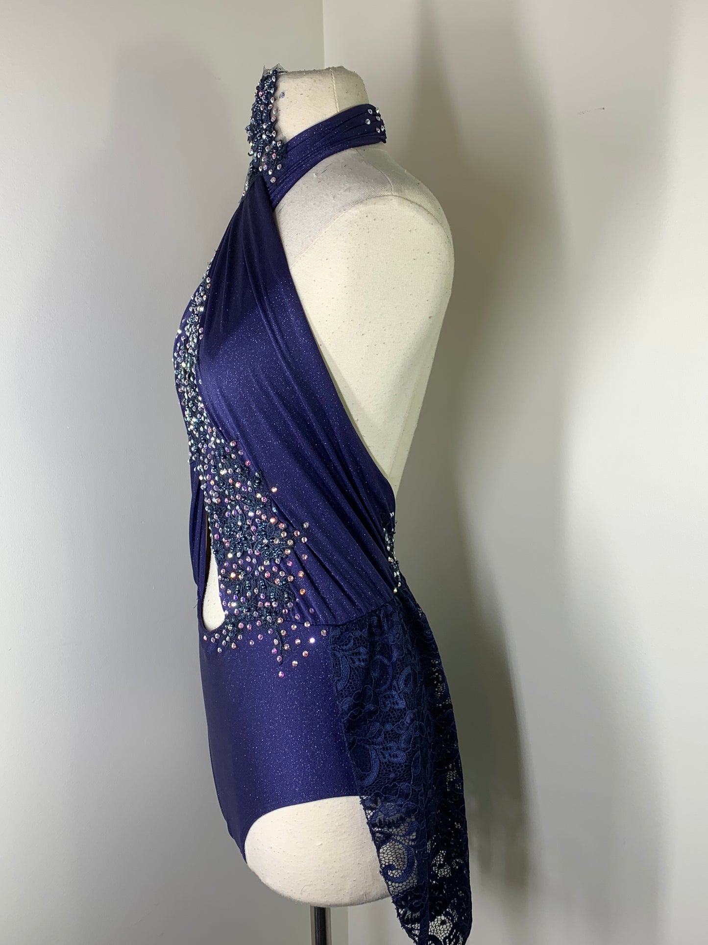 Navy sparkle spandex SA dance costume