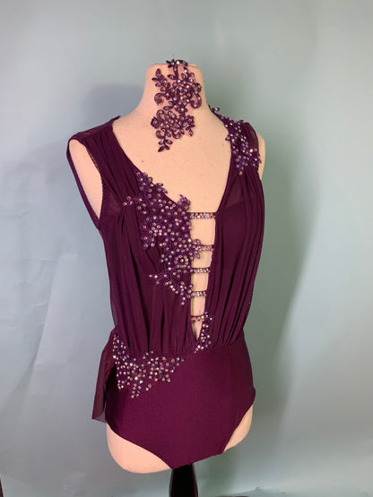 SAGE merlot draped dance costume