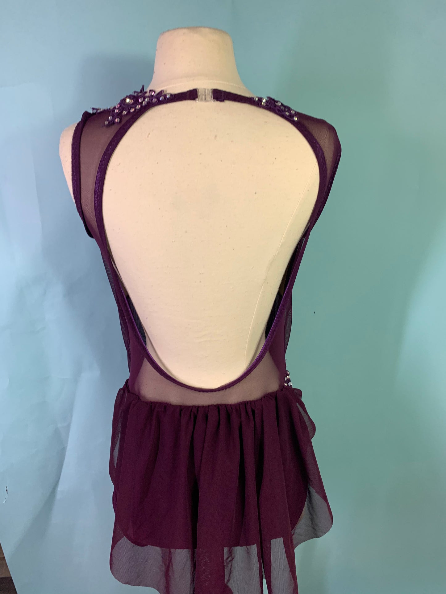 "Sage"  merlot draped dance costume