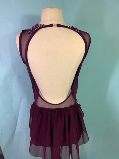 SAGE merlot draped dance costume