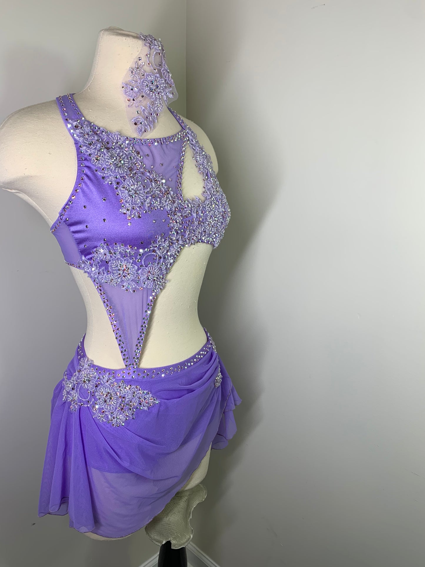 BIRDIE Lilac beaded applique dance costume