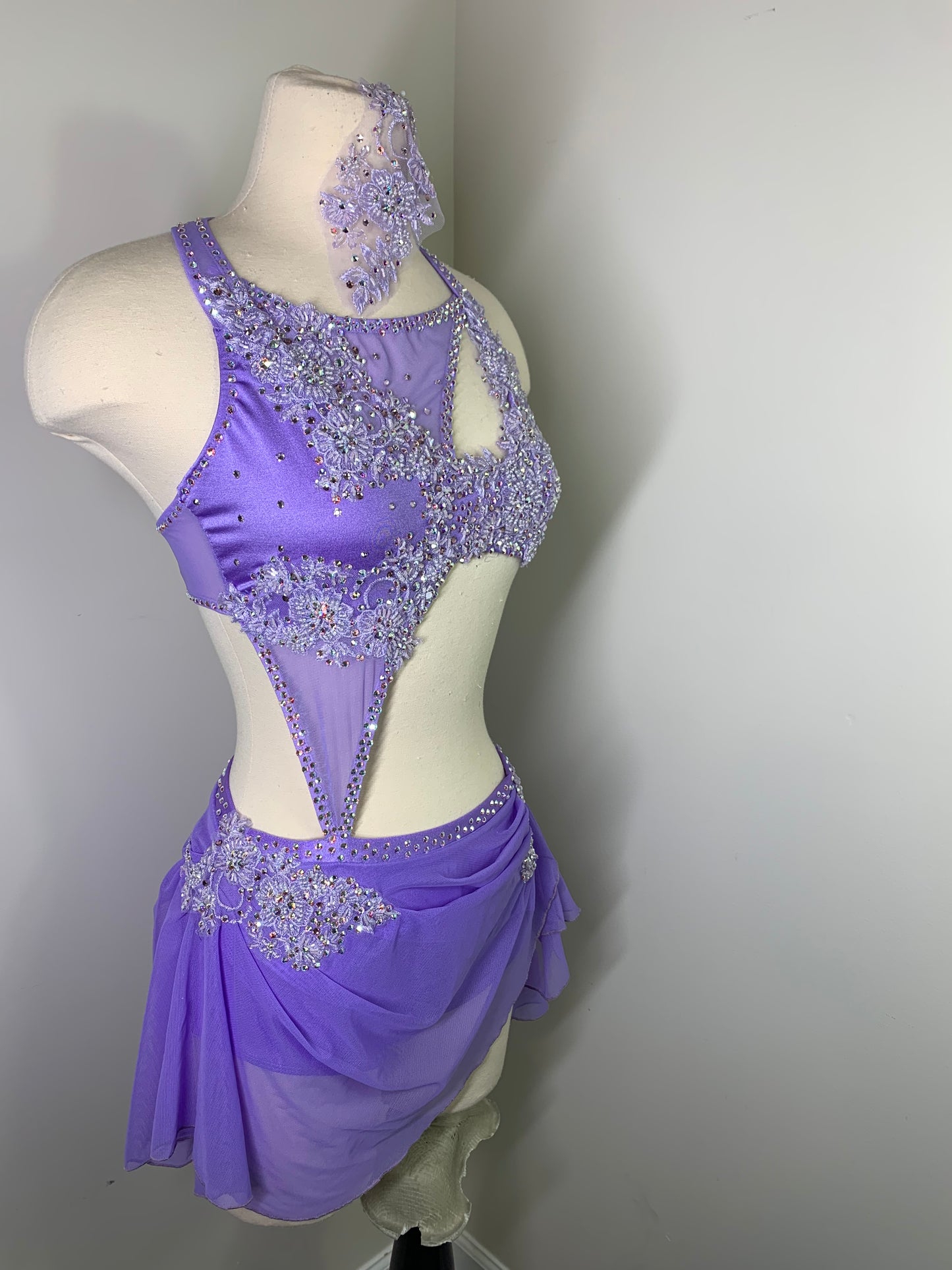 BIRDIE Lilac beaded applique dance costume