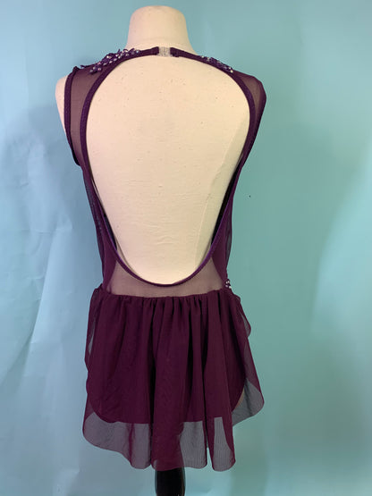 SAGE merlot draped dance costume