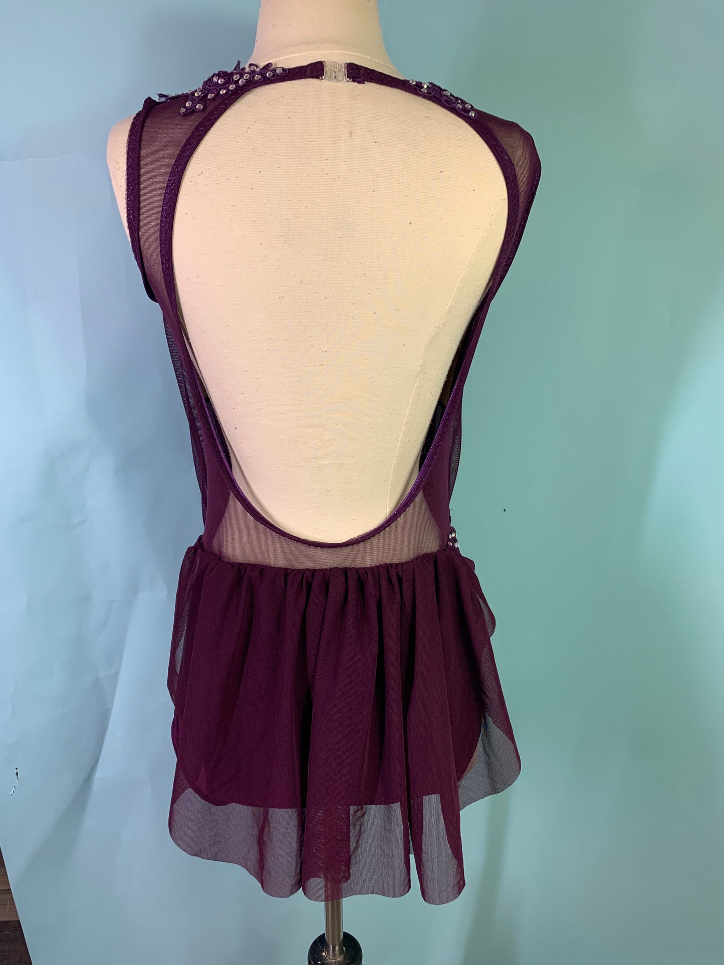 "Sage"  merlot draped dance costume