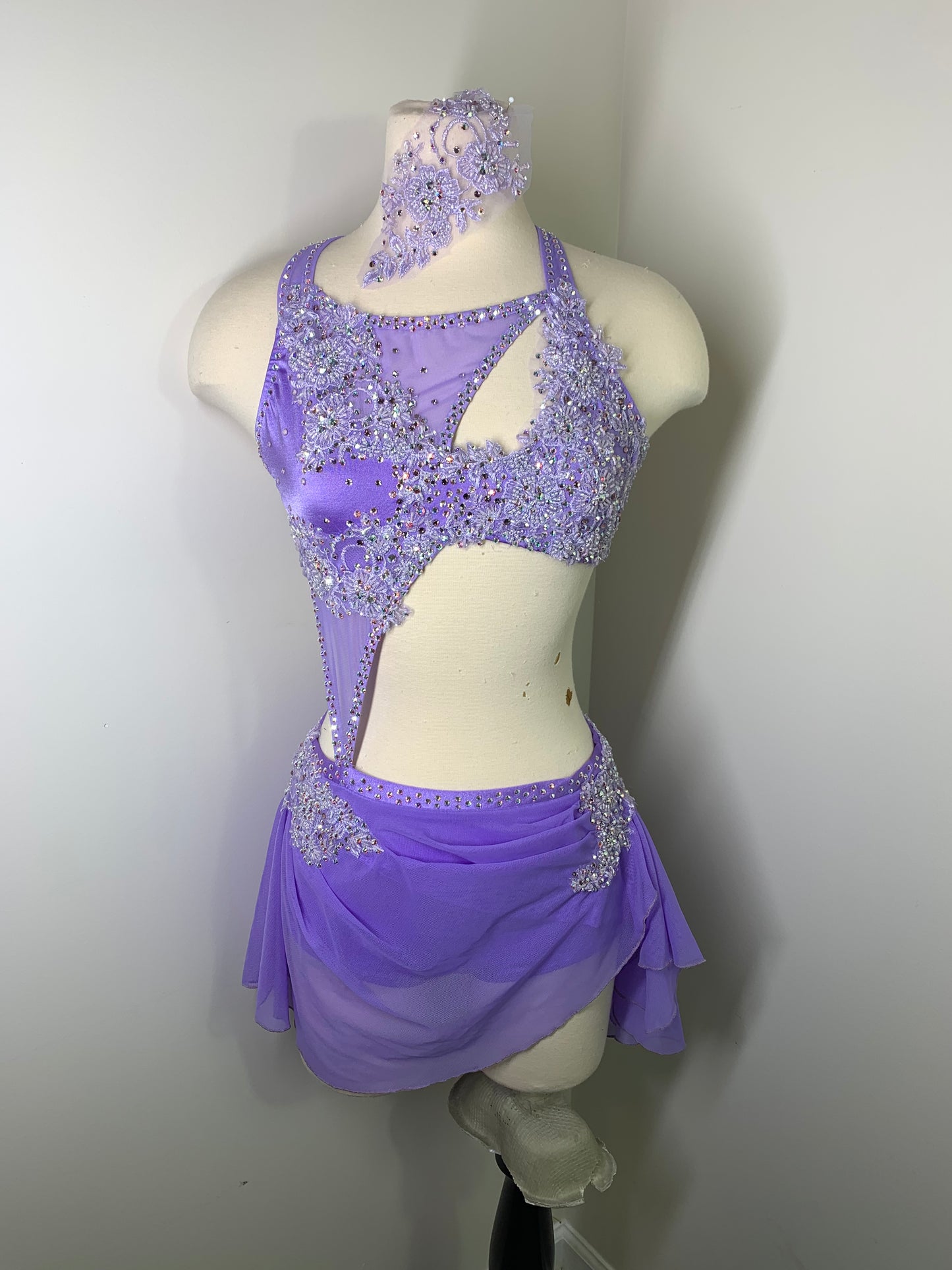 BIRDIE Lilac beaded applique dance costume