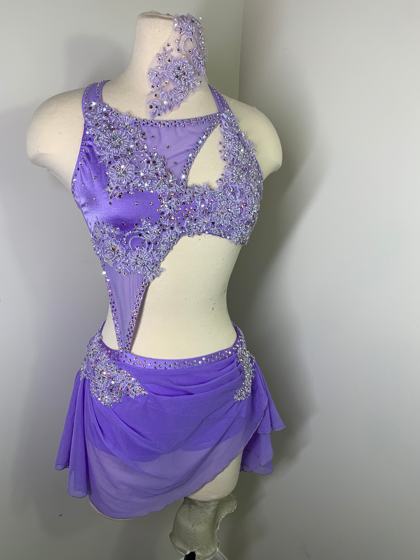 Lilac beaded applique dance costume