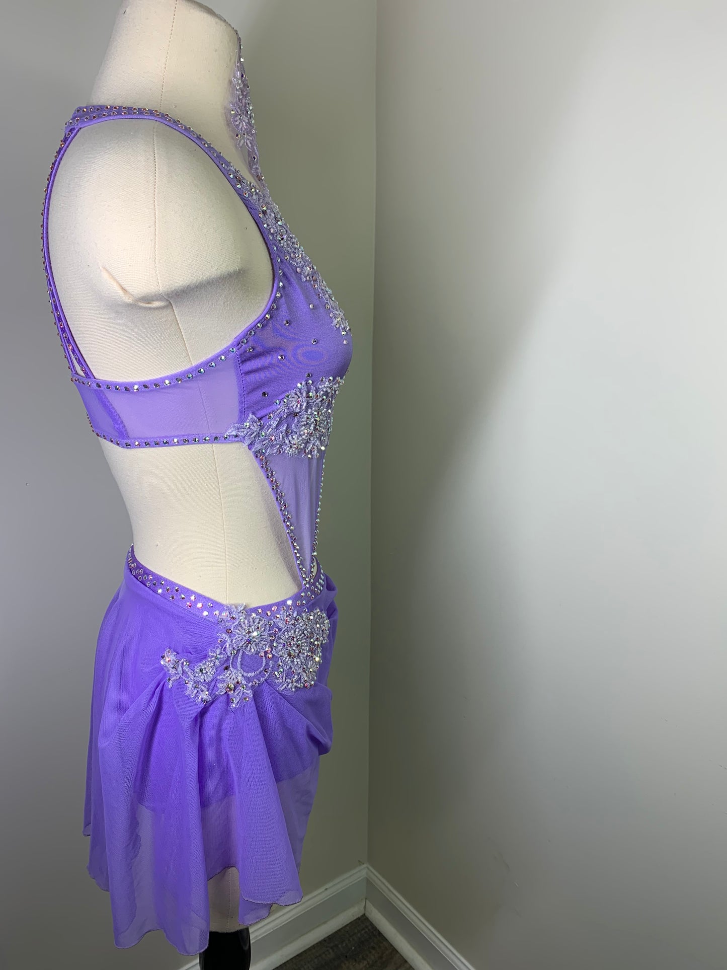 Lilac beaded applique dance costume