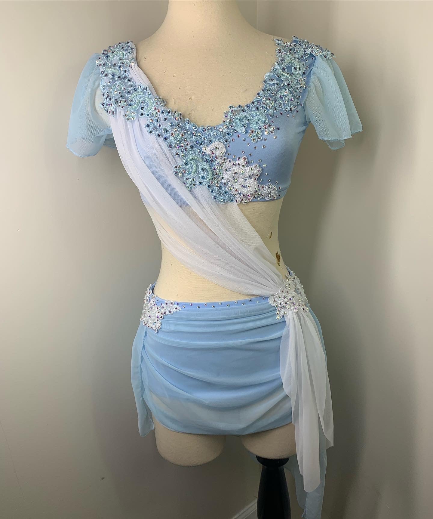 AURELIA sky blue and white lyrical dance costume AURELIA sky blue and white lyrical dance costume