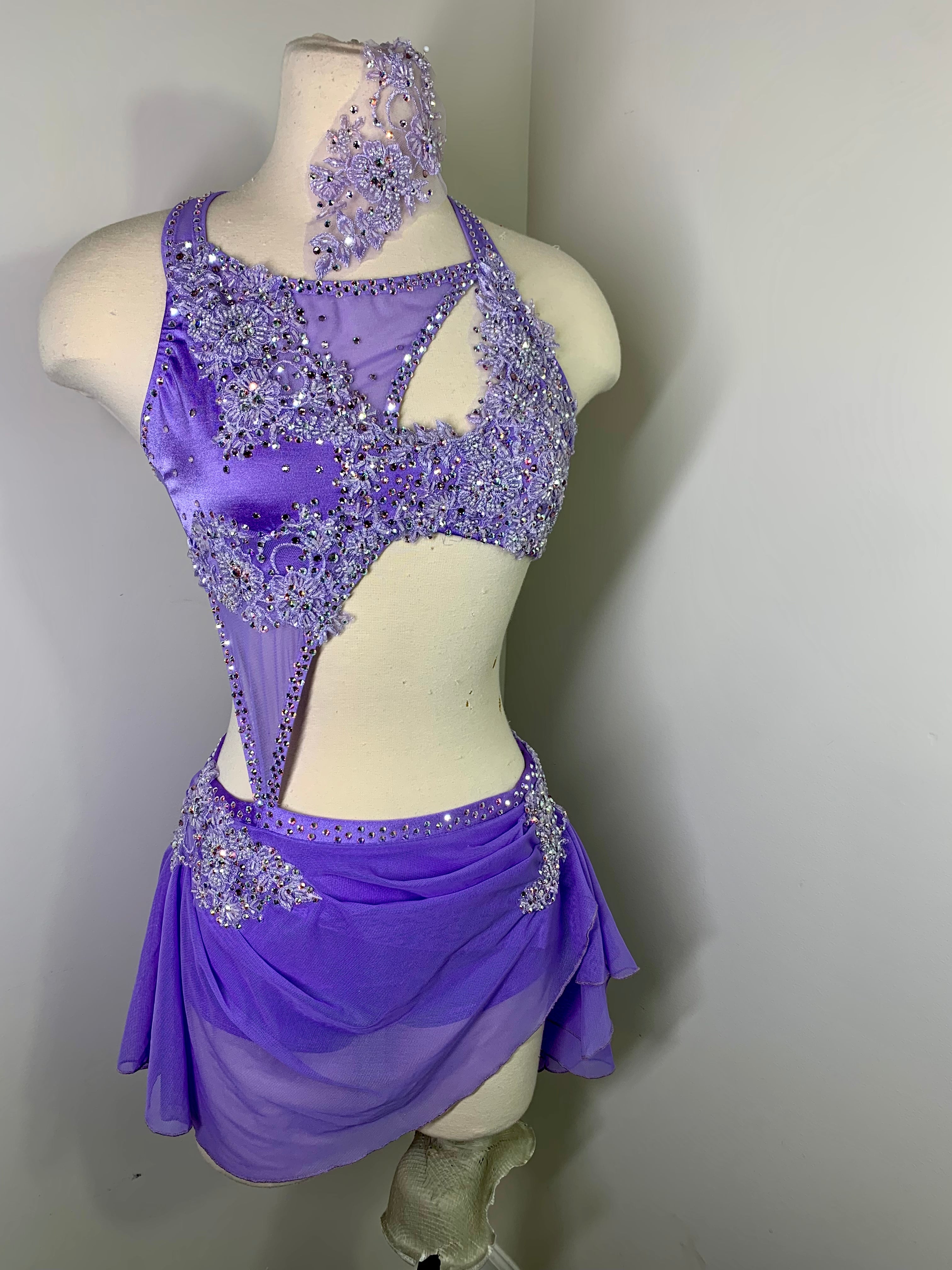 BIRDIE Lilac beaded applique dance costume